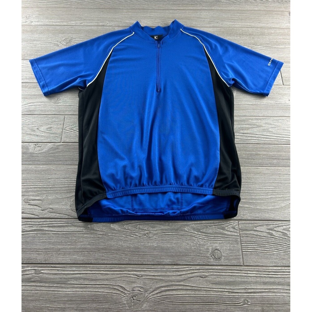 Canari Mens Blue Black Short Sleeve 1/4 Zip Cycling Jersey Back Pockets Size XL
